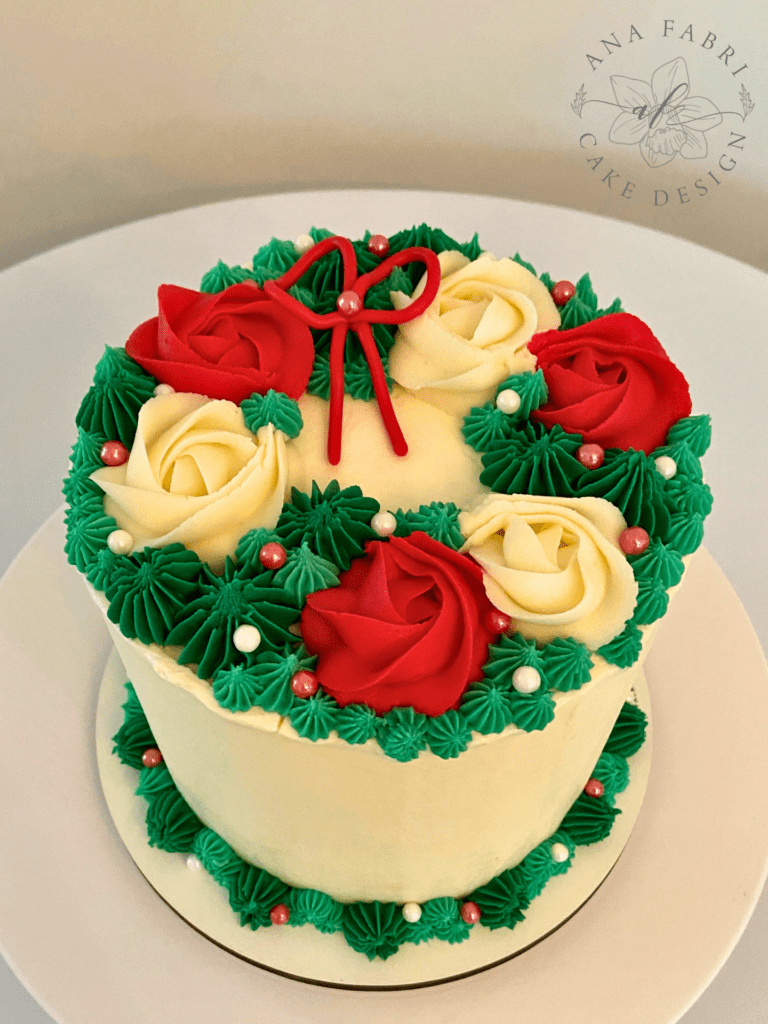 Bolo Buttercream Guirlanda de Natal
