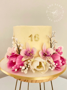 Bolo Buttercream Orquideas 16 Anos